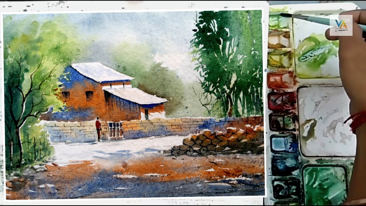 1280x720 Watercolor For Starters Watercolor Indian Village Painting In