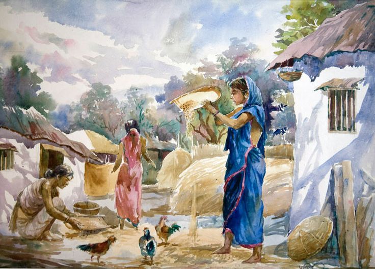 736x529 Indian Village Life Paintings