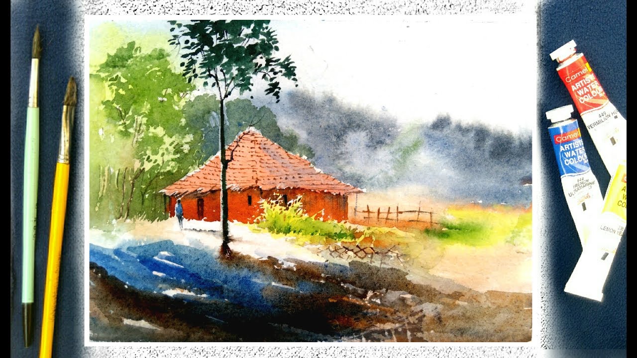 1280x720 Watercolor Step By Stephow To Paint A Village Scenery In