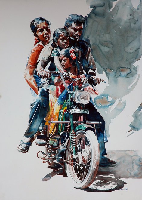 472x665 Indian Watercolor Artist Rajkumar Sthabathy 1975
