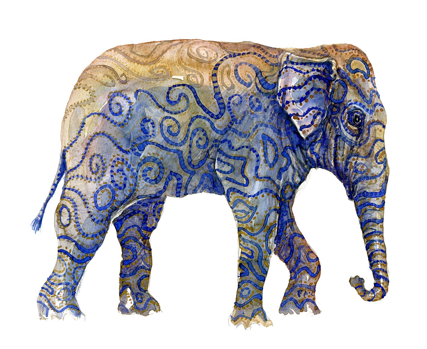 1400x1145 Indian Elephant Watercolor Frits Ahlefeldt Laurvig