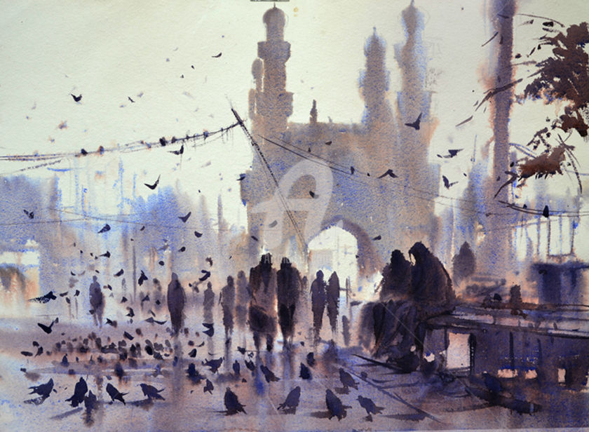 840x616 Indian Watercolor Painting.hyderabad. (Kishore Singh)