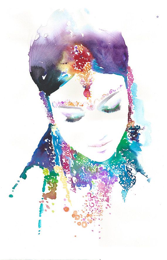 570x883 Print Of Indian Bride, Print Indian Lady, Indian Watercolor