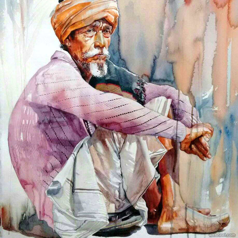 918x918 Indian Watercolor Painting By Sthabathy 14