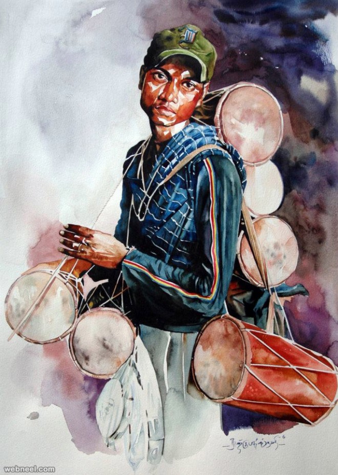 660x926 Indian Watercolor Painting By Sthabathy 6