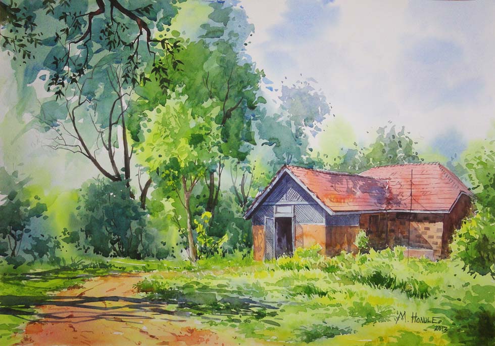 980x684 Watercolor Painting India 23