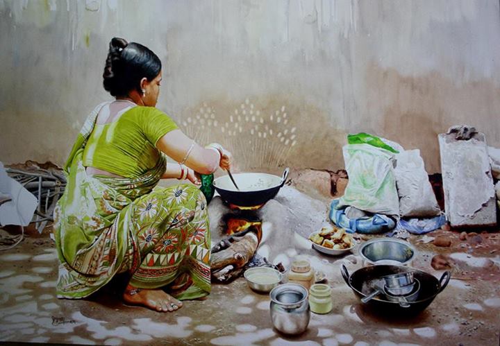 720x499 Indian Watercolor Artist Raghunath Sahoo Rural India