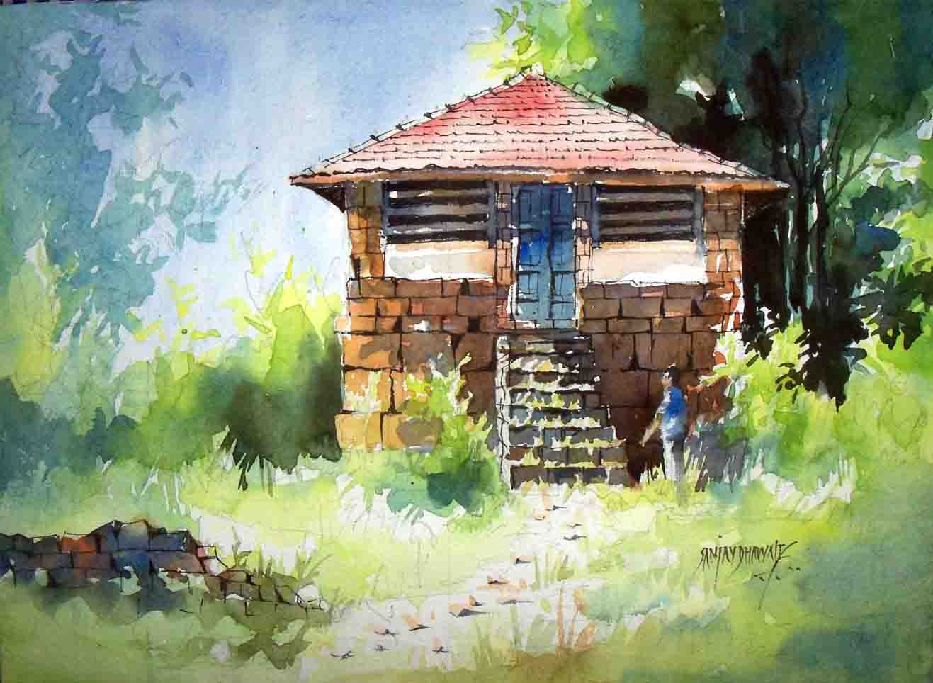 1317x964 Photos Watercolour Paintings Indian Artists,