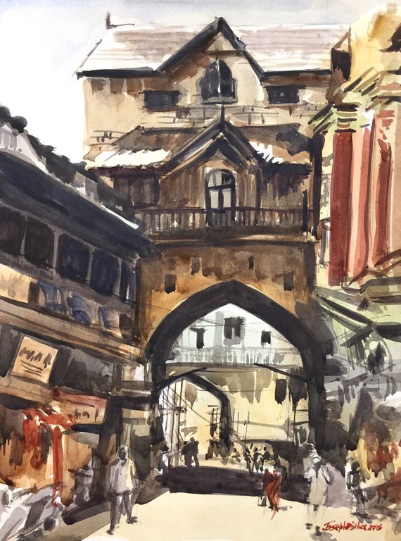 570x768 Porbandar Market Gujarat India Indian Watercolor Painting Etsy