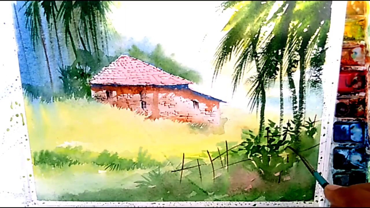 1280x720 How To Paint Landscape Watercolor Demonstration By Indian Artist