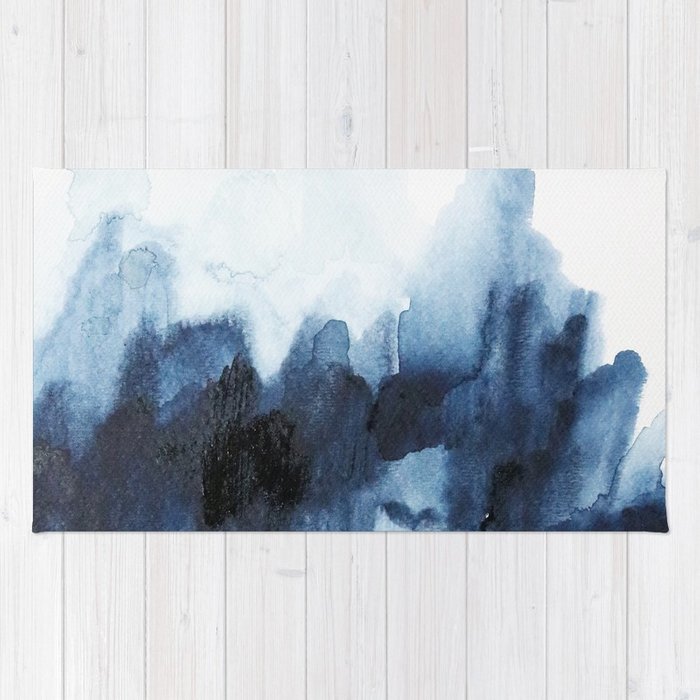 700x700 Indigo Watercolor 2 Rug By Jenmerli Society6