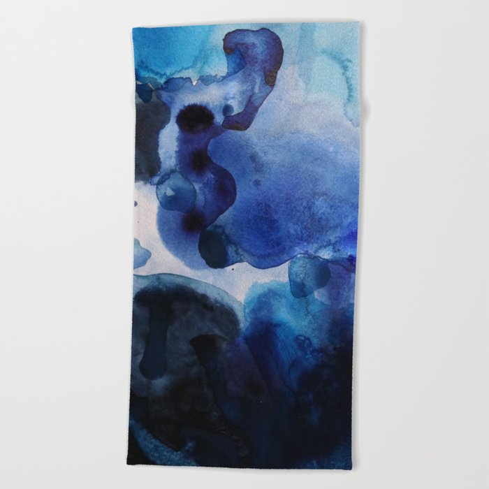 700x700 Indigo Watercolor Beach Towel By Jenmerli Society6