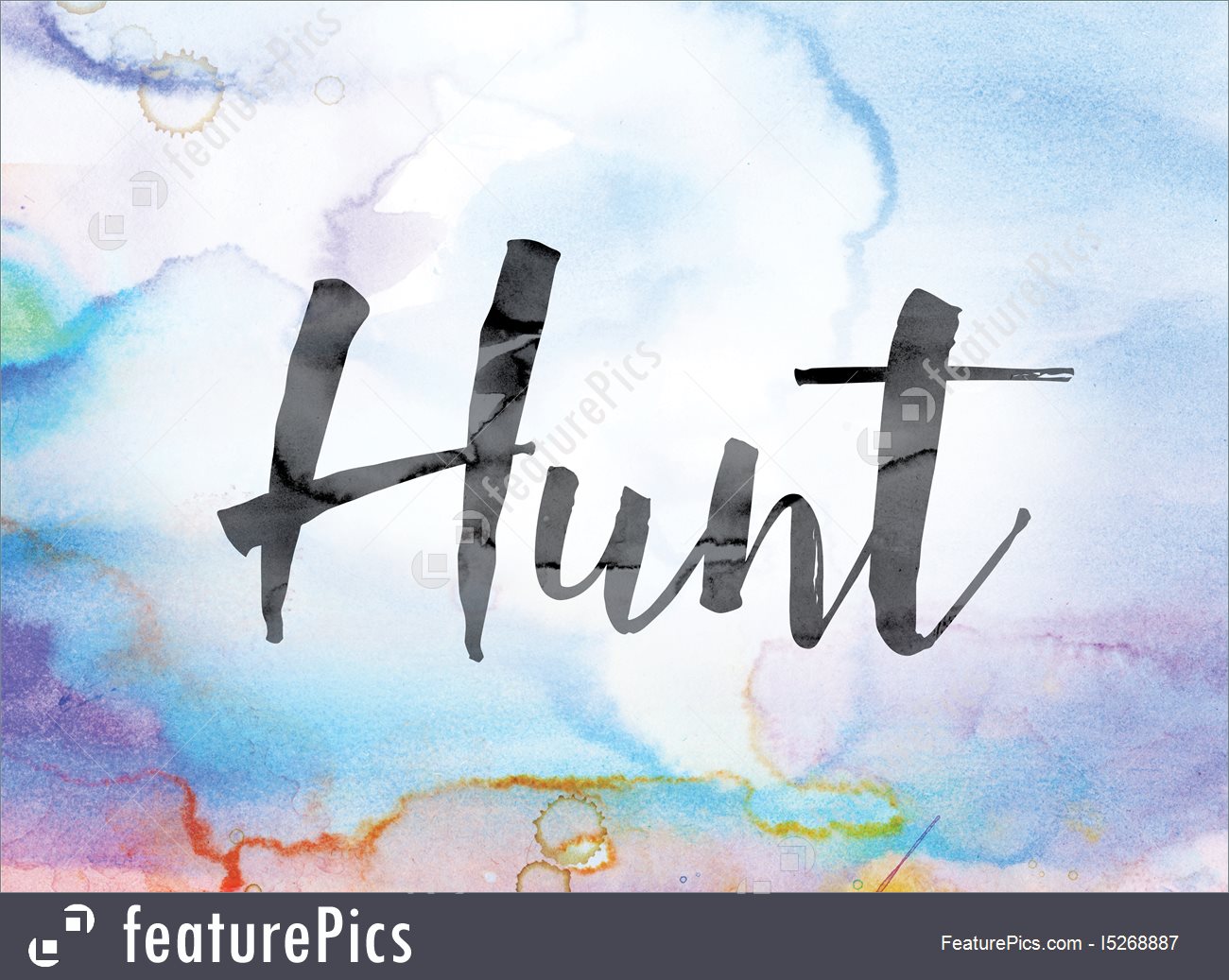 1300x1037 Illustration Of Hunt Colorful Watercolor And Ink Word Art