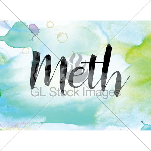 500x500 Meth Colorful Watercolor And Ink Word Art Gl Stock Images
