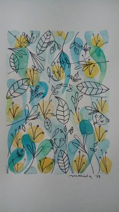 236x420 Sleeping Fox. Ink Over Watercolour.