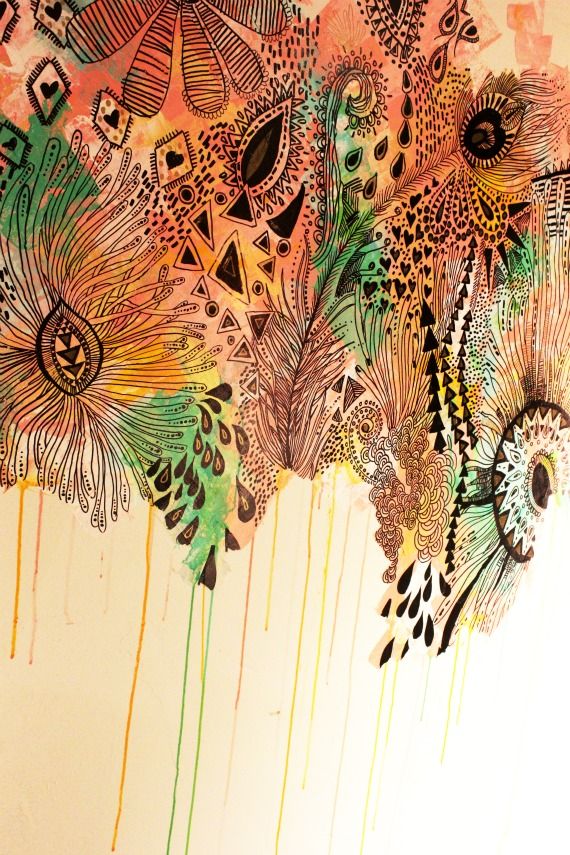 570x855 Black Ink Over Watercolor Possibly Diy Art Inspiration