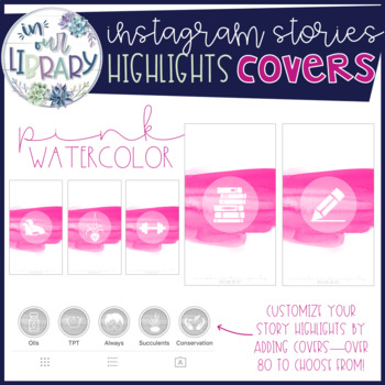 350x350 Instagram Stories Highlights Covers {Pink Watercolor} By Inourlibrary