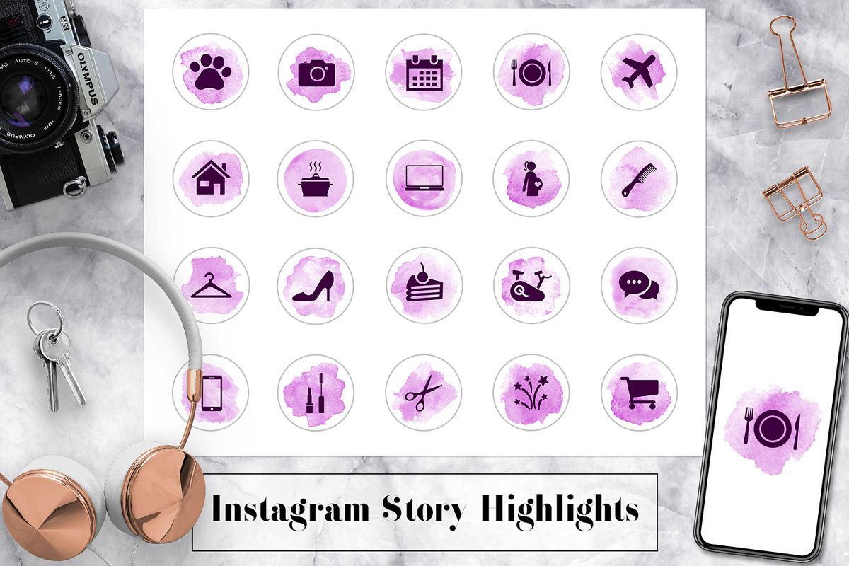 1200x800 Watercolor Lifestyle Instagram Icons