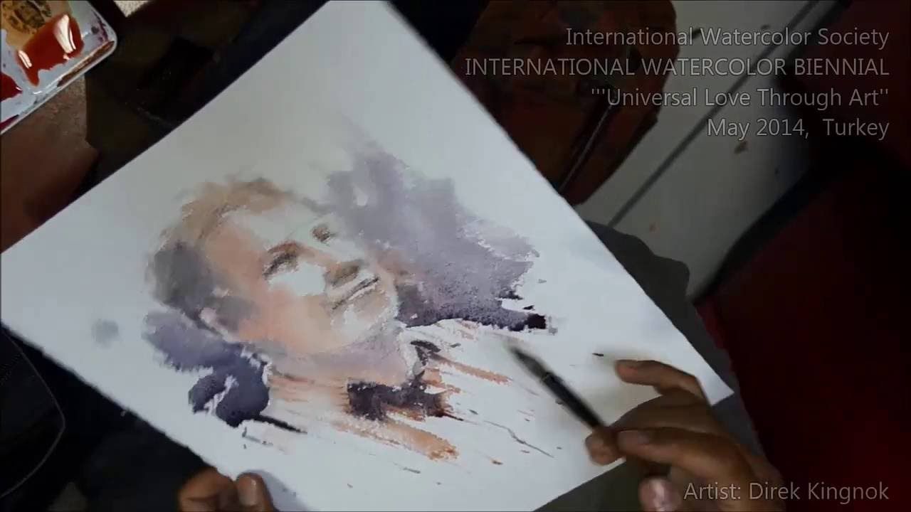 1280x720 Watercolor Portrait Painting Demonstration Artist Direk Kingnok