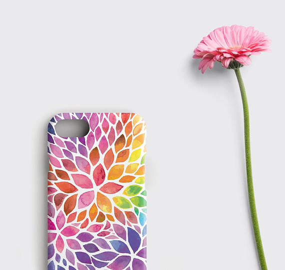 570x539 Floral Iphone 7 Case Watercolor Floral Iphone 7 Plus Case Rainbow