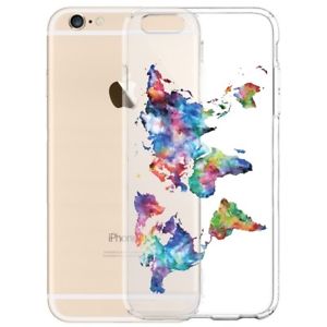 300x300 Watercolor World Map Transparent Clear Tpu Case For Iphone 77