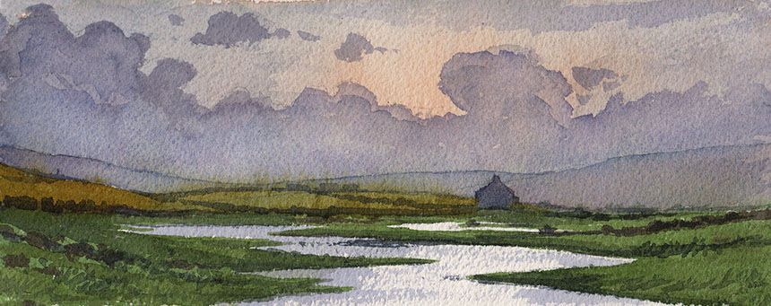 860x341 Flaggy Shore, Burren, Co Clare, Ireland, Watercolour Wc