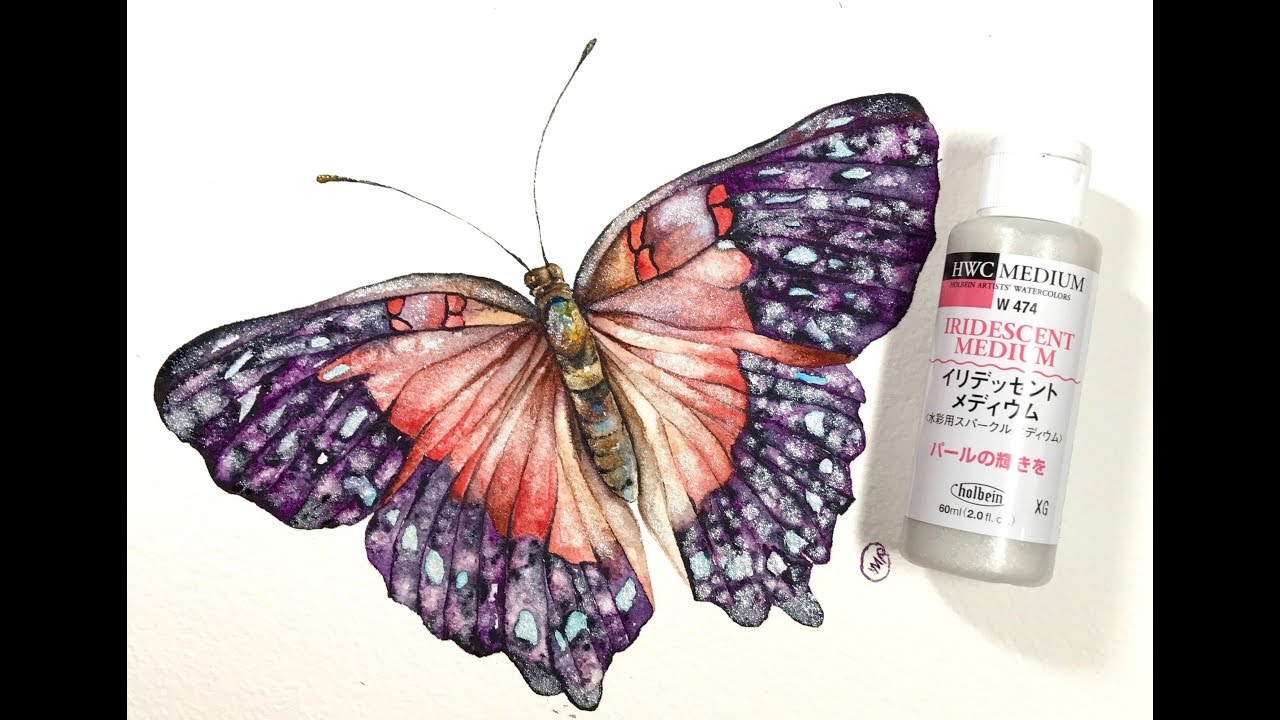 1280x720 Watercolor Butterfly And Iridescent Medium Painting Tutorial
