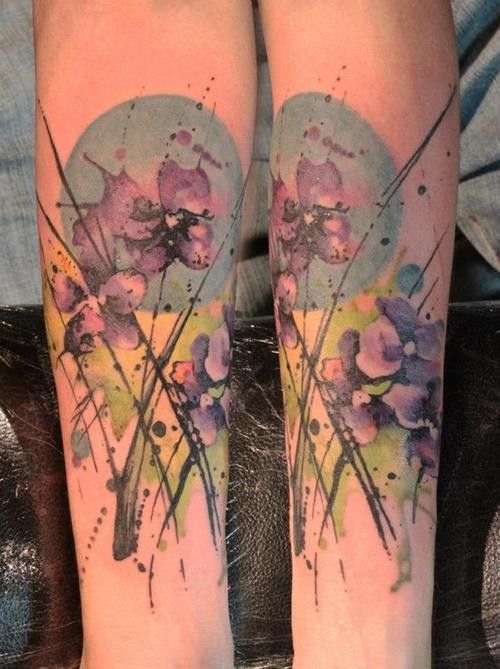500x669 Iris Watercolor Tattoo On Forearm Tattoo