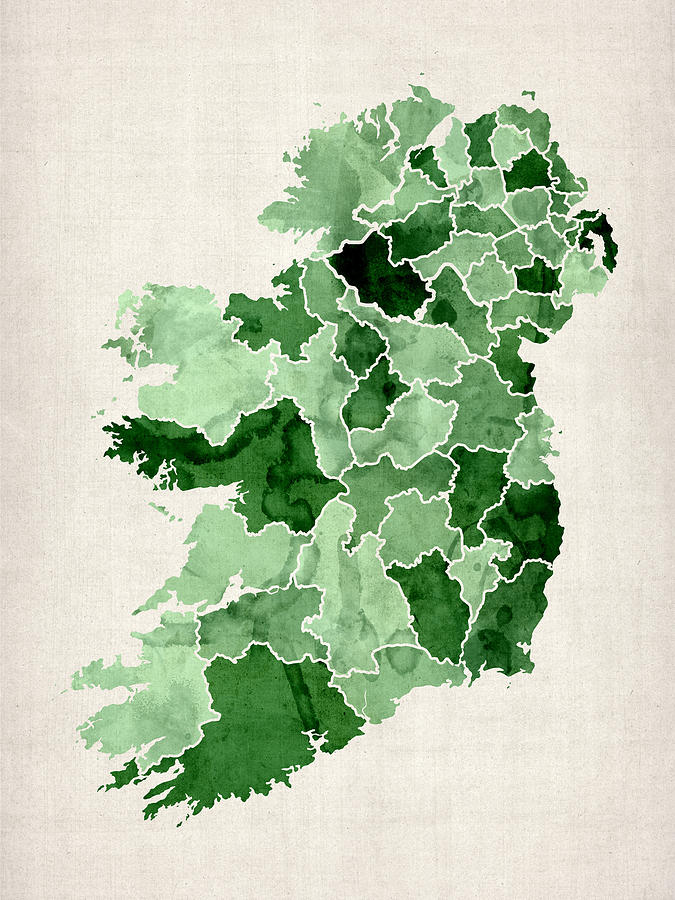 675x900 Ireland Watercolor Map Digital Art By Michael Tompsett