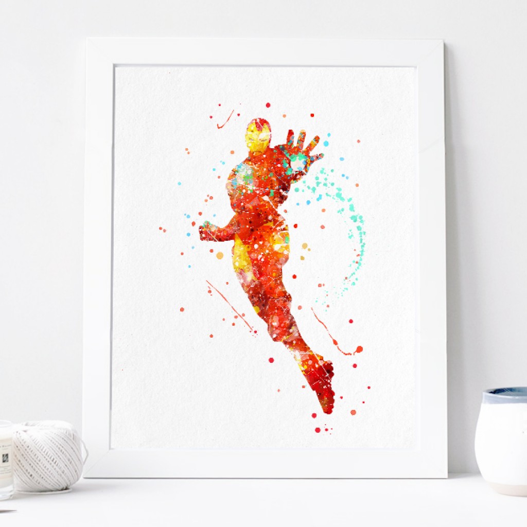 1024x1024 Ironman Avengers Superhero Watercolor Iron Man Gifts Art Print