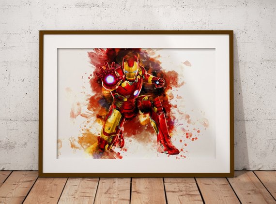 570x422 Marvel Print Iron Man Watercolor Poster Hero Tony Stark