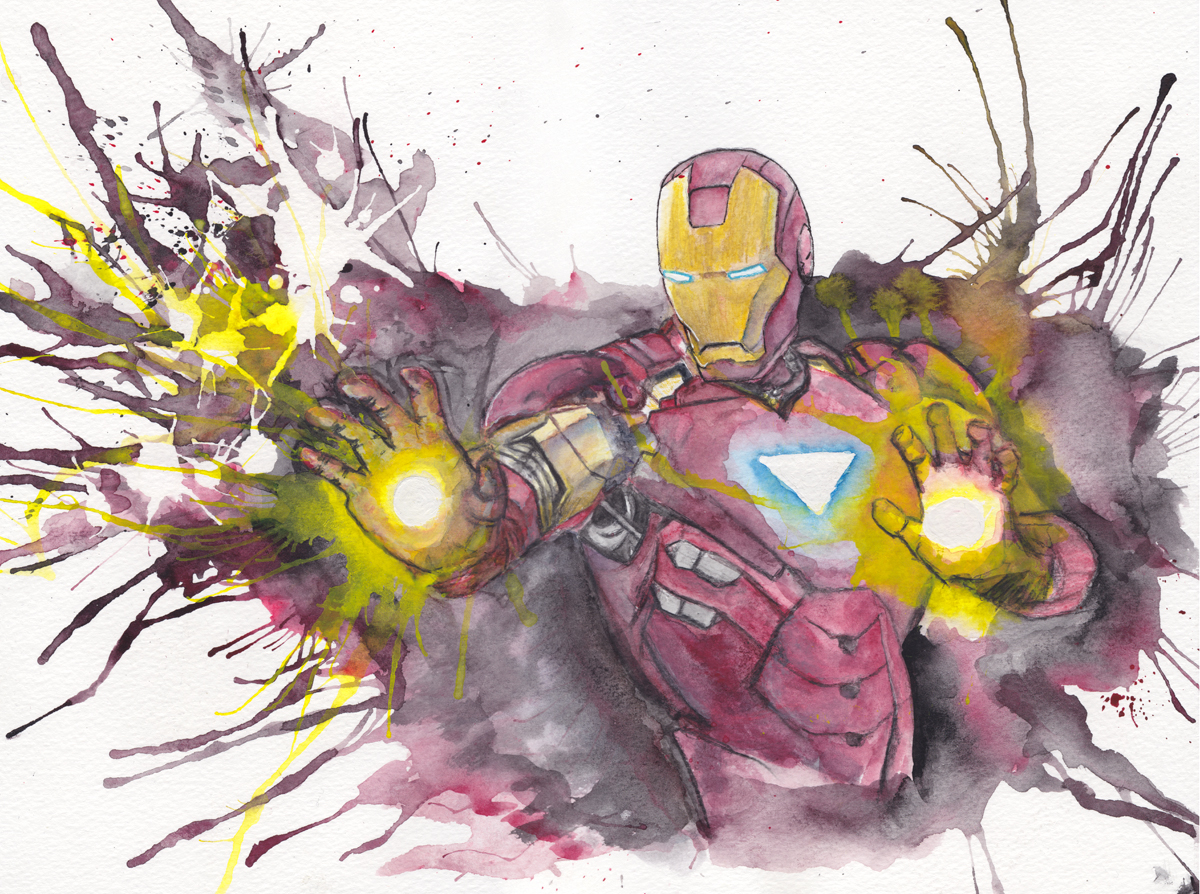 1200x894 Original Art) Mcu Iron Man In Watercolor, Links To My Sites In