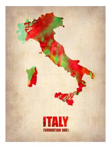 366x488 Italy Watercolor Map Poster By Naxart