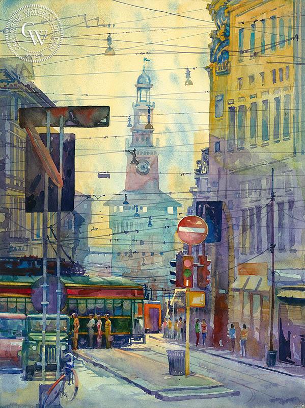 599x800 Milan, Italy, A California Watercolor Painting By Sid Bingham