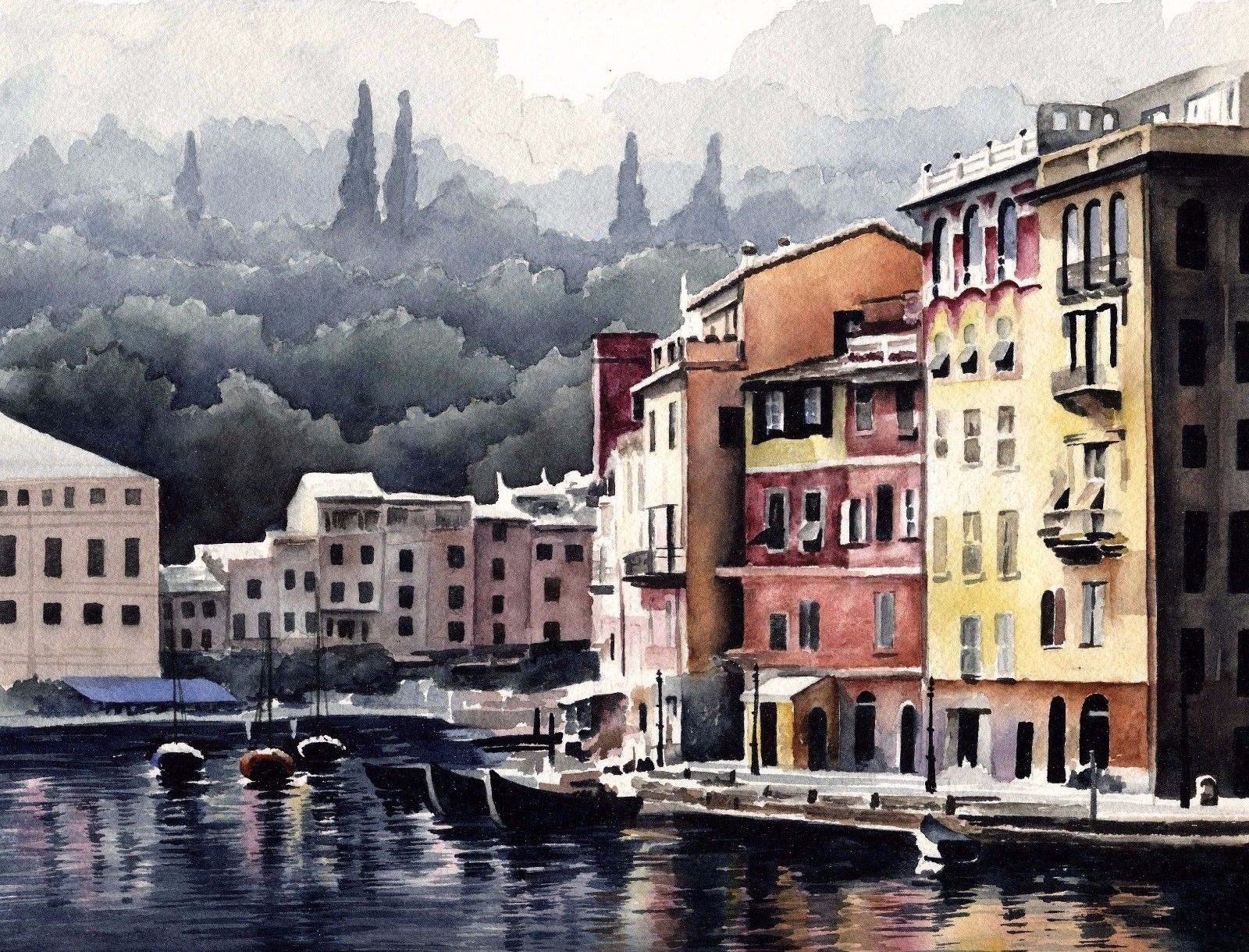 1600x1220 Portofino Italy Watercolor Painting 8 X 10 Art Print Signed By