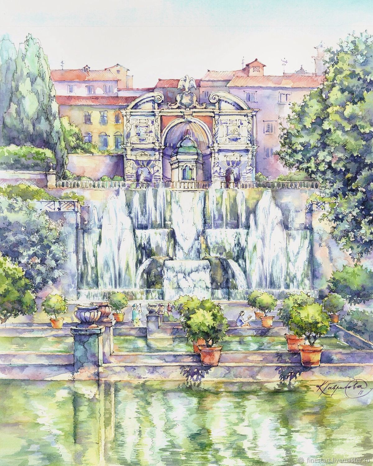 1200x1500 Watercolor Sketch Italy Villa D Este Shop Online On Livemaster