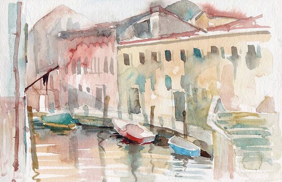 570x369 Venice Watercolor Venice Art Italy Watercolor Art Print Etsy