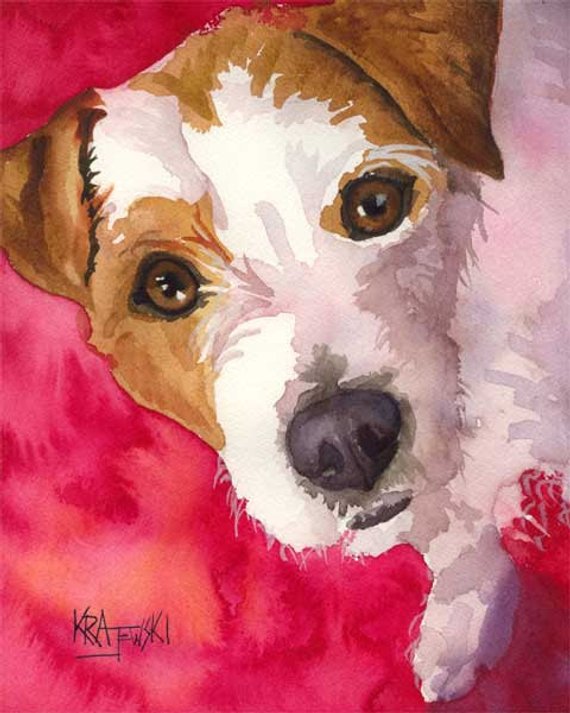 570x713 Jack Russell Terrier Art Print Of Original Watercolor Painting Etsy
