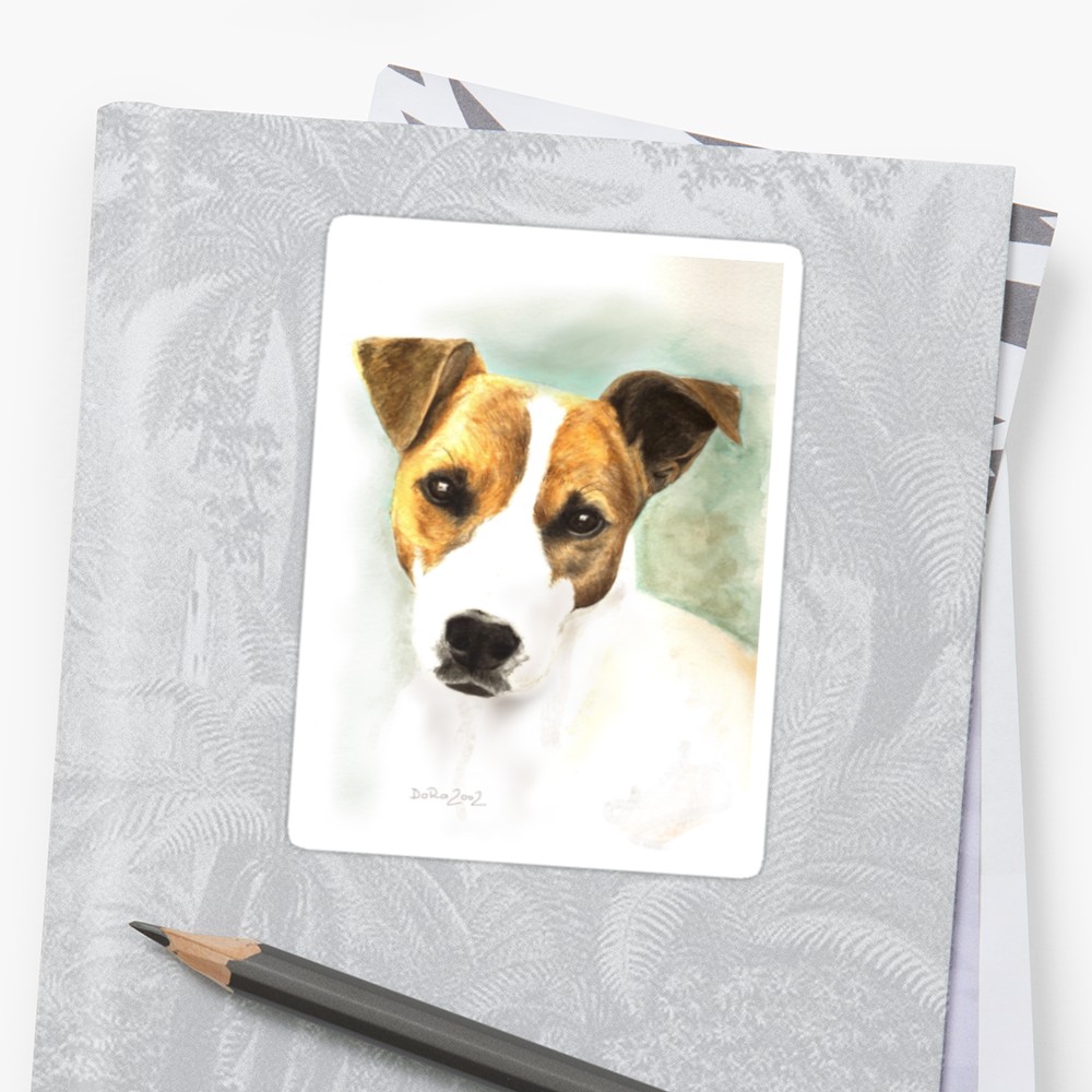 1000x1000 Jack Russell Terrier Watercolor Portrait Stickers By Dora Wilson
