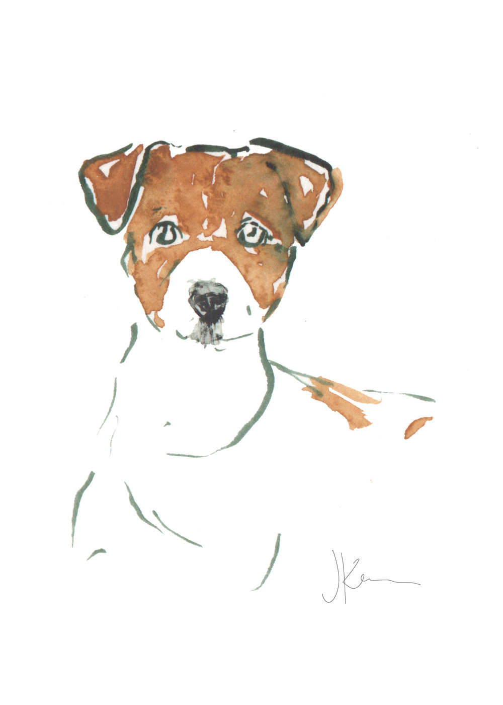 1000x1400 Framed Watercolor Jack Russell Terrier Print Julie King Studio