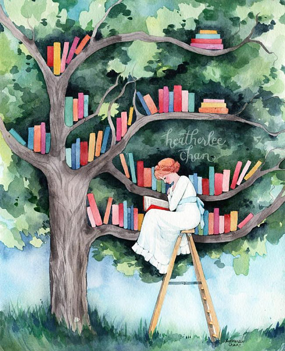 570x703 The Reader And The Tree Library