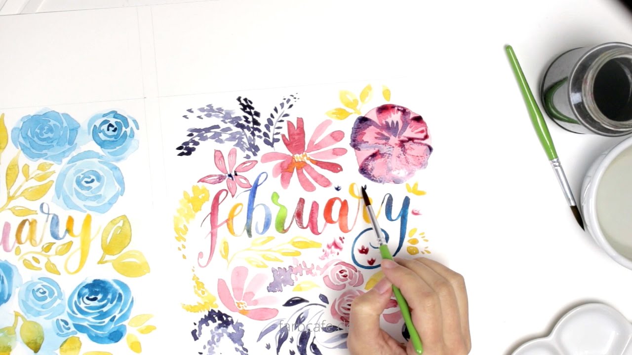 1280x720 Letspaint Handlettering And Watercolor Flower Calendar January