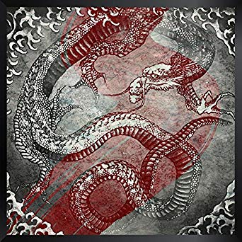 342x342 Artverse Hok025f1212a Watercolor Japanese Dragon In