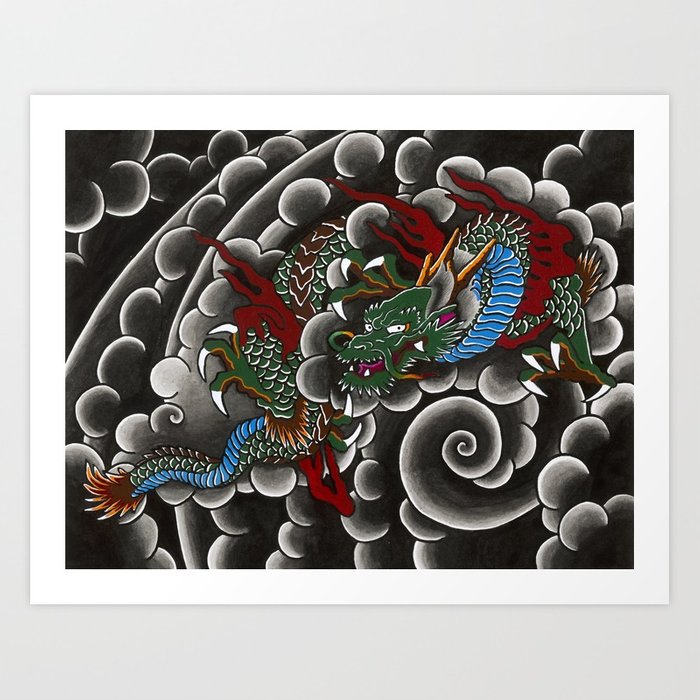 700x700 Japanese Tattoo Style Dragon In Sumi Ink Wash And Watercolor Art