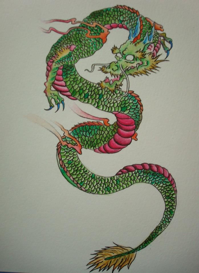 698x960 More Like Japanese Dragon Watercolors 23x15 By