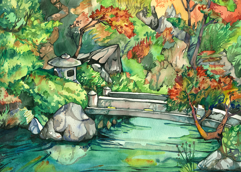1000x715 Japanese Garden By Spiderlady