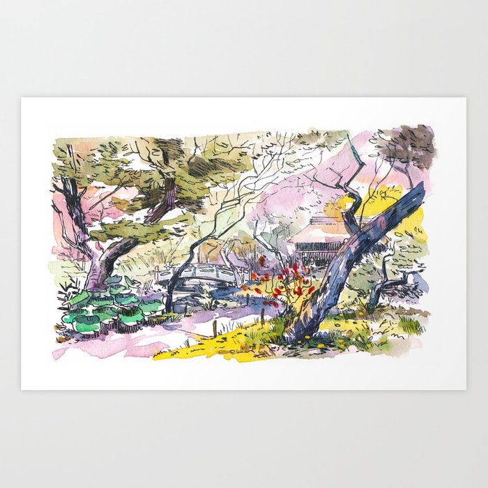 700x700 Japanese Garden Sketch Art Print By Mattjabbar Society6