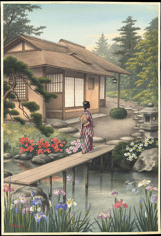 547x800 Saito, Hodo (A.c. 1930s) Bijin In A Japanese Garden