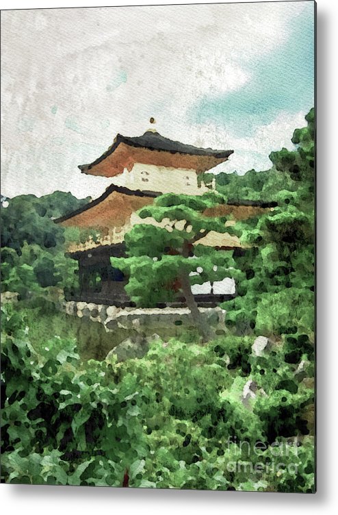 494x752 Watercolor Painting The Japanese Garden At Kinkaku Ji Temple In