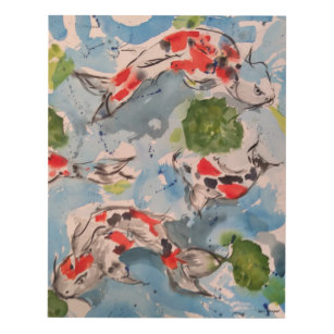 307x307 Japanese Koi Wood Wall Art Zazzle